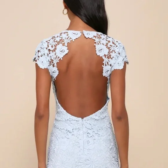 Lulu's Soft Blue Lace Mini Dress - Picture 9 of 11